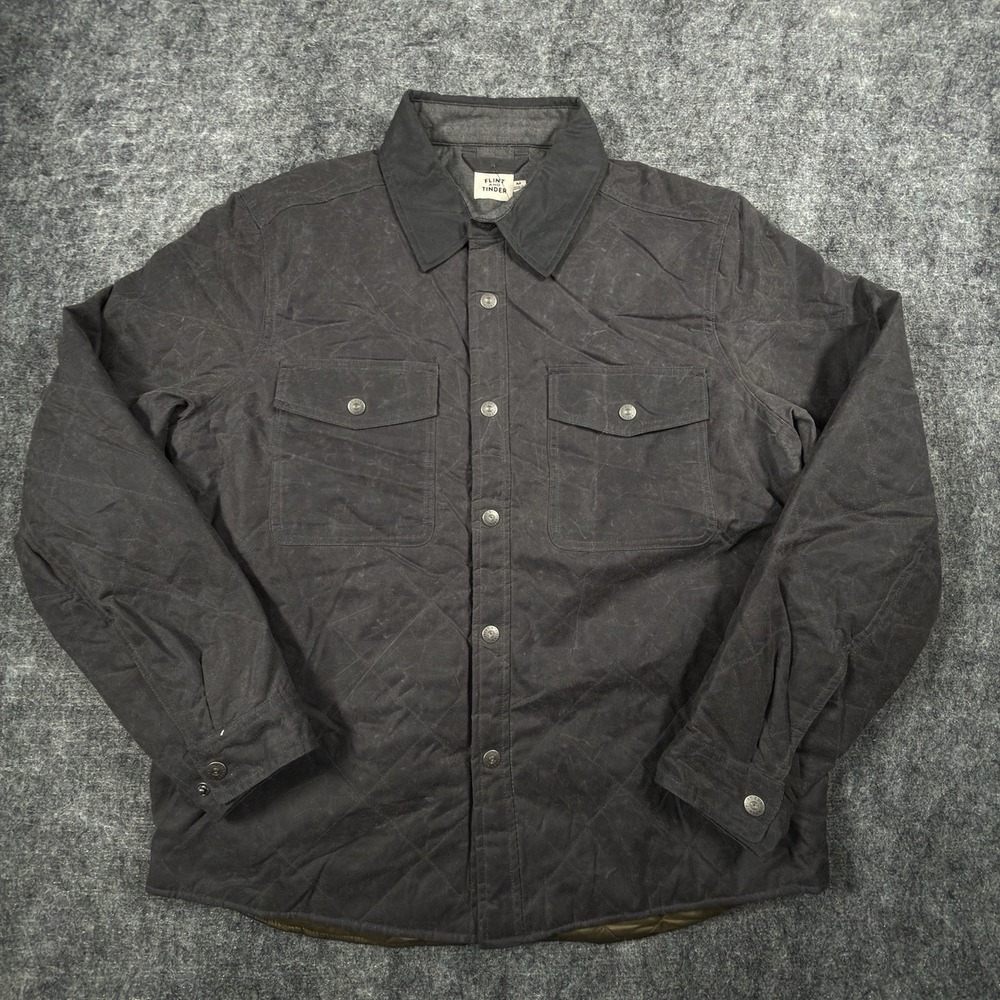 Flint Tinder Quilted Waxed Shirt Jacket Mens M Charcoal PrimaLoft Millerain NWT